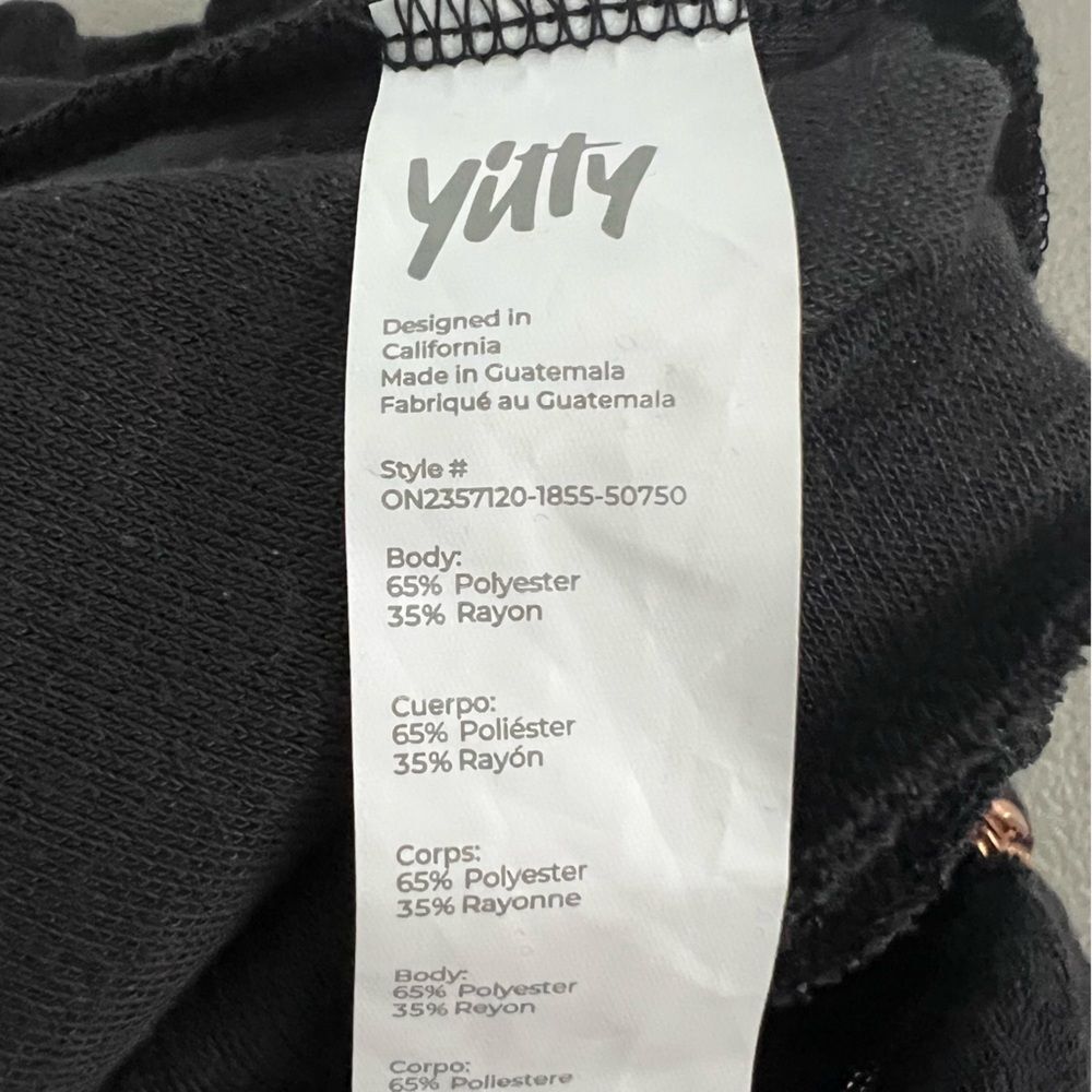 YITTY Terry Cloth Romper Size XL Black Hooded Zip Up Elastic Waist Athleisure - Picture 9 of 13